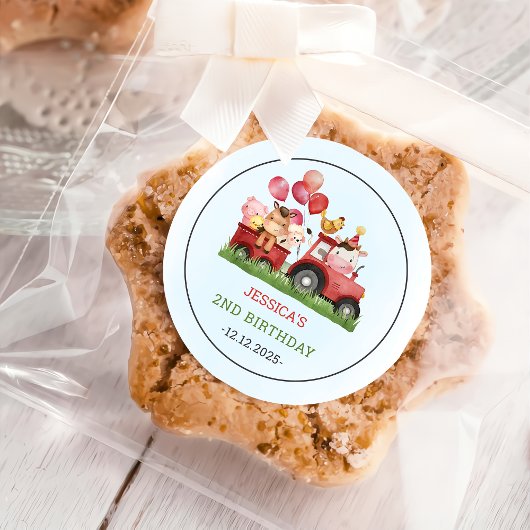 Geburtstagsparty niedlicher Landtiere Runder Aufkleber