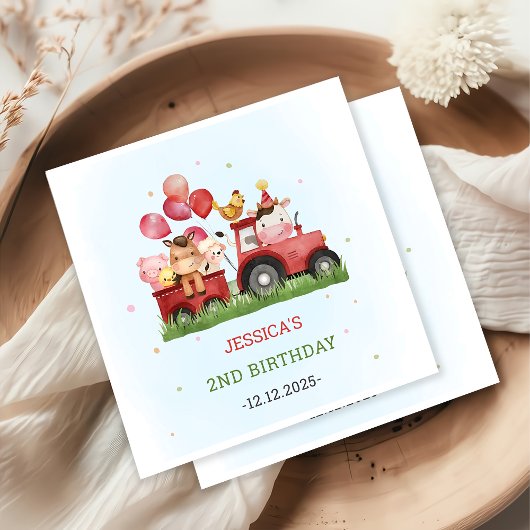 Geburtstagsparty niedlicher Landtiere Serviette