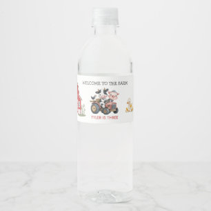 Geburtstagsparty niedlicher Landtiere Wasserflaschenetikett