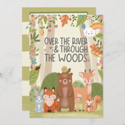 Geburtstagsparty niedlicher Waldtiere Einladung (Vorne/Hinten)