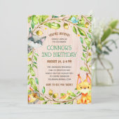 Geburtstagsparty niedlicher Waldtiere Einladung (Stehend Vorderseite)