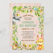 Geburtstagsparty niedlicher Waldtiere Einladung (Vorne/Hinten)