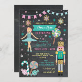 Geburtstagsparty Nutcracker Weihnachten Rosa Balle Einladung (Vorne/Hinten)