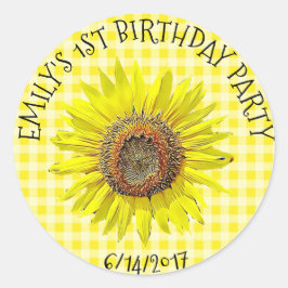 Geburtstagsparty oder Babydusche Sonnenblumenaufkl Runder Aufkleber
