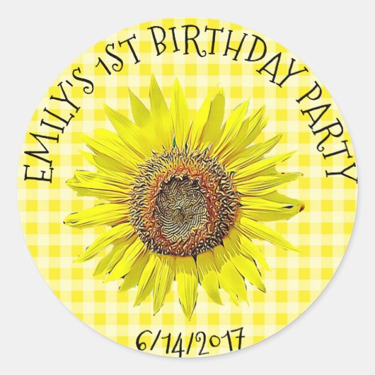 Geburtstagsparty oder Babydusche Sonnenblumenaufkl Runder Aufkleber (Vorderseite)