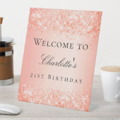Geburtstagsparty Orange Glitzern Willkommensgruß Sockelschild (In Situ)