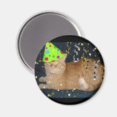 Geburtstagsparty Orange Tabby Cat Magnet (Vorderseite/Rückseite)