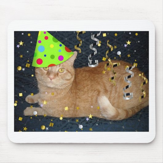 Geburtstagsparty Orange Tabby Cat Mousepad (Vorne)