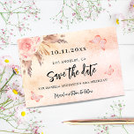 Geburtstagsparty Pampas Gras Blüten Schmetterlinge Save The Date<br><div class="desc">Eine trendige und mädchenhafte Save the Date-Karte für eine 40. Geburtstagsfeier (oder jedes Alter). Rosa,  goldene Rose mit rosafarbenen Blumen,  Pampasgras und Schmetterlinge. Personalisieren und fügen Sie Datum und Name/Alter hinzu. Der Text: Save the Date ist mit einem großen angesagten,  handgeschriebenen Stilskript geschrieben.</div>