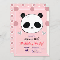 Geburtstagsparty Panda Face und Pink Polka Dots