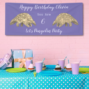 Geburtstagsparty Pangolin Lila Banner