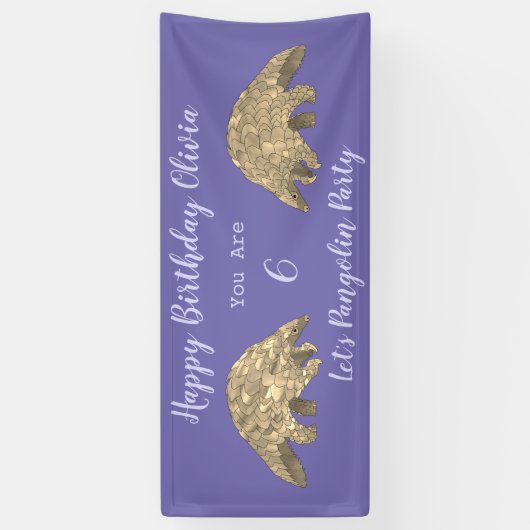 Geburtstagsparty Pangolin Lila Banner (Vertikal)