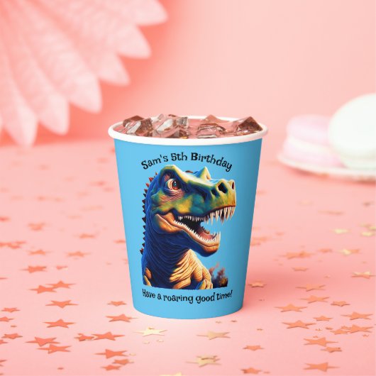 Geburtstagsparty-Papiertasse. Dinosaurier. Bearbei Pappbecher (Insitu)