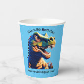 Geburtstagsparty-Papiertasse. Dinosaurier. Bearbei Pappbecher (Vorderseite)