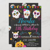 Geburtstagsparty personalisiert Sugar Skull Einladung (Vorne/Hinten)