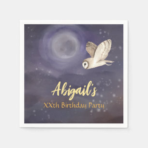 Geburtstagsparty Personalisiert Vollmond und Eule Serviette