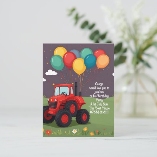 Geburtstagsparty Personalisierte Einladung . Postkarte (Stehend Vorderseite)