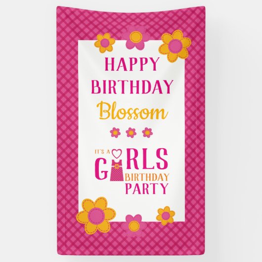 Geburtstagsparty personalisierte niedliche Frühlin Banner (Vertikal)