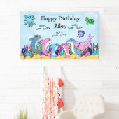 Geburtstagsparty personalisierter Baby Shark Famil Banner (Insitu)