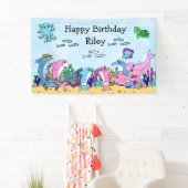 Geburtstagsparty personalisierter Baby Shark Famil Banner (Insitu)