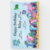 Geburtstagsparty personalisierter Baby Shark Famil Banner (Vertikal)