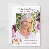 Geburtstagsparty Pflaume Lila Blush Blumengebirge  Einladung (Vorderseite)