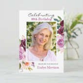 Geburtstagsparty Pflaume Lila Blush Blumengebirge  Einladung (Stehend Vorderseite)