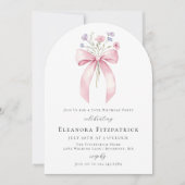 Geburtstagsparty Pink Bow Wildblume Arch Einladung (Vorderseite)