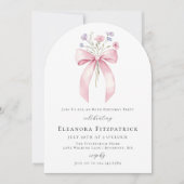 Geburtstagsparty Pink Bow Wildblume Arch Einladung (Vorderseite)