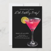 Geburtstagsparty-Pink-Cocktail Einladung (Vorderseite)