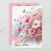 Geburtstagsparty Pink Cosmos Einladung (Vorne/Hinten)