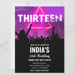 Geburtstagsparty Pink Neon Einladung