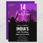 Geburtstagsparty Pink Neon Einladung (Vorne/Hinten)