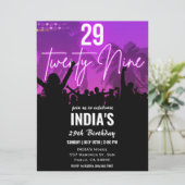 Geburtstagsparty Pink Neon Einladung (Stehend Vorderseite)