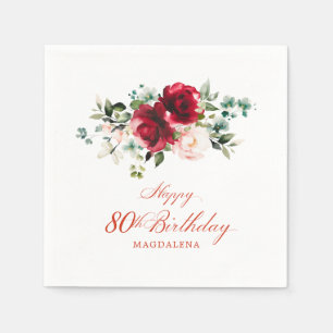Geburtstagsparty Pink Red Floral Custom Serviette
