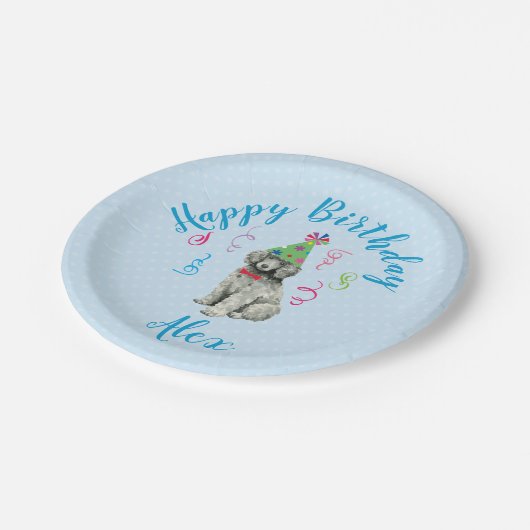 Geburtstagsparty Poodle Pappteller (Schrägansicht)