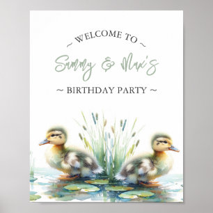 Geburtstagsparty Poster Duck Welcome Sign Twins