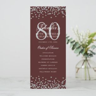 Geburtstagsparty-Programm 80. Dank Silver Burgundy Einladung
