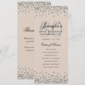 Geburtstagsparty-Programm dank Silver Beige Einladung (Vorne/Hinten)