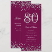 Geburtstagsparty-Programm dank Silver Magenta Einladung (Vorne/Hinten)