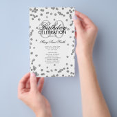 Geburtstagsparty Programm Silver Glitzer Menü (Handgriff)