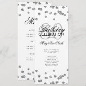 Geburtstagsparty Programm Silver Glitzer Menü (Vorne/Hinten)