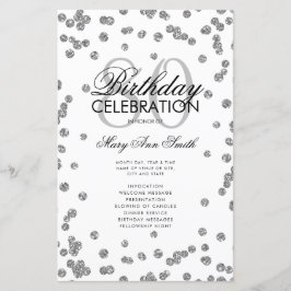 Geburtstagsparty Programm Silver Glitzer Menü