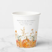 Geburtstagsparty Pumpkin Wildblume Custom Pappbecher (Rückseite)