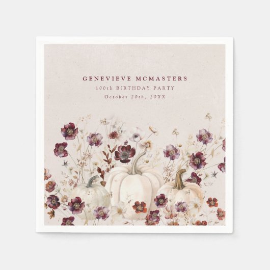 Geburtstagsparty Pumpkin Wildblume Custom Serviette (Vorderseite)