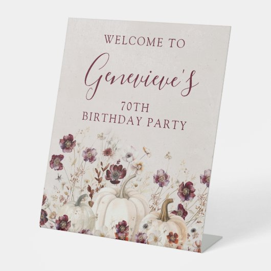 Geburtstagsparty Pumpkin Wildblume Willkommen Sockelschild (Vorderseite)