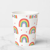 Geburtstagsparty Rainbows und Herz Pappbecher (Rückseite)