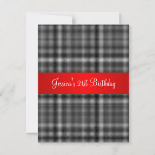 Geburtstagsparty Red Black & White Kleine Punkte Einladung