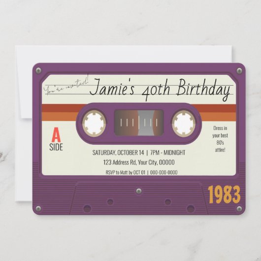 Geburtstagsparty, Retro Einladung (Vorderseite)