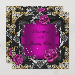 Geburtstagsparty Rich Pink Rose Gold Silber Black Einladung
